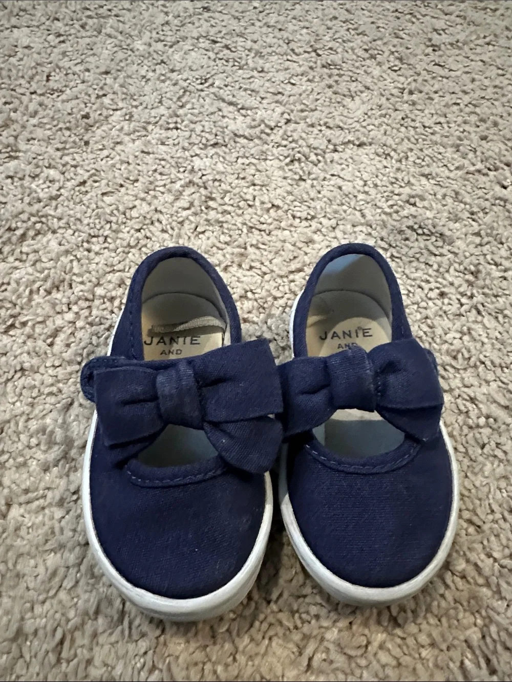Janie and Jack Navy Bow Slip-On Toddler Shoes